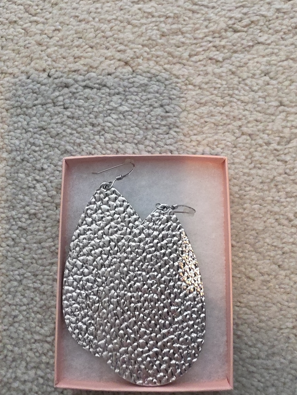 Silver Textured Teardrop Earrings - Women Accessories